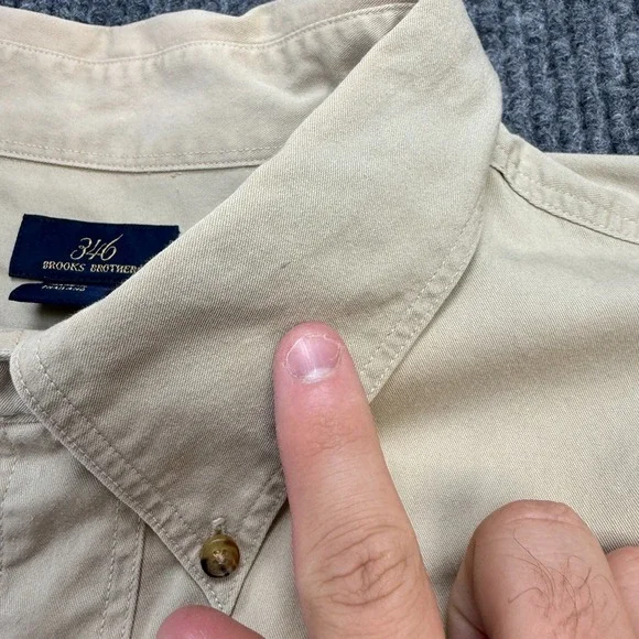 Brooks Brothers Shirt Mens 2XL Beige Khaki Twill 346 Button Down Classic Casual - Picture 3 of 8